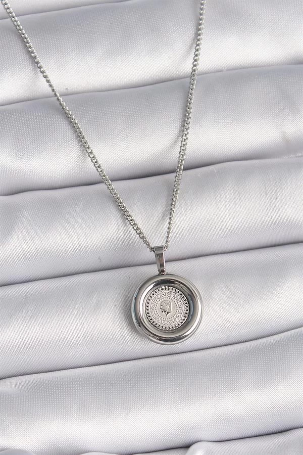 316l Çelik Gümüş Renk Zincir Gümüş Renk Altın Model Kadın Kolye