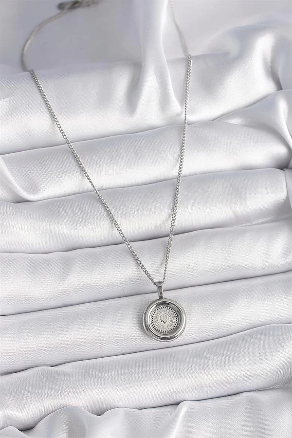 316l Çelik Gümüş Renk Zincir Gümüş Renk Altın Model Kadın Kolye