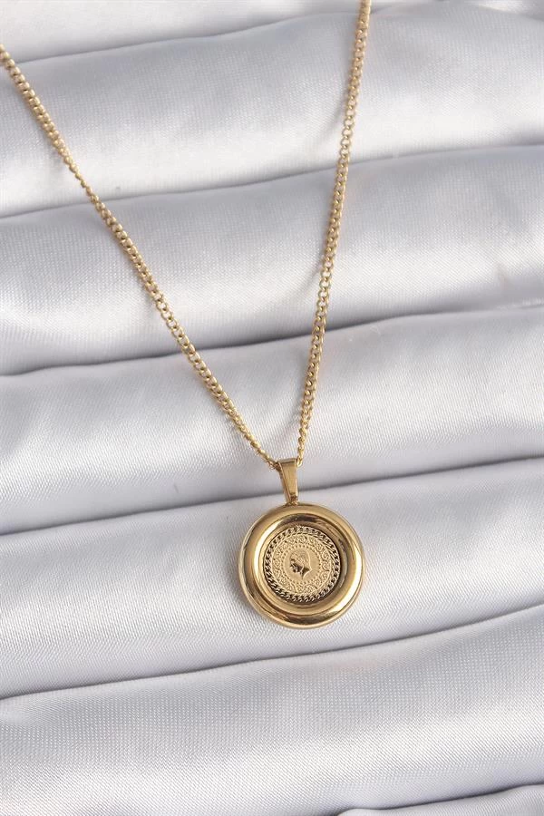 316l Çelik Gold Renk Zincir Gold Altın Model Kadın Kolye
