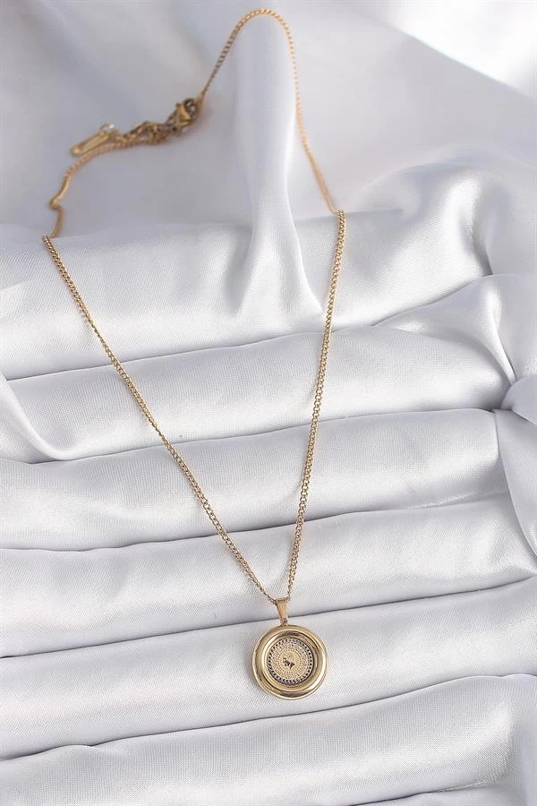 316l Çelik Gold Renk Zincir Gold Altın Model Kadın Kolye
