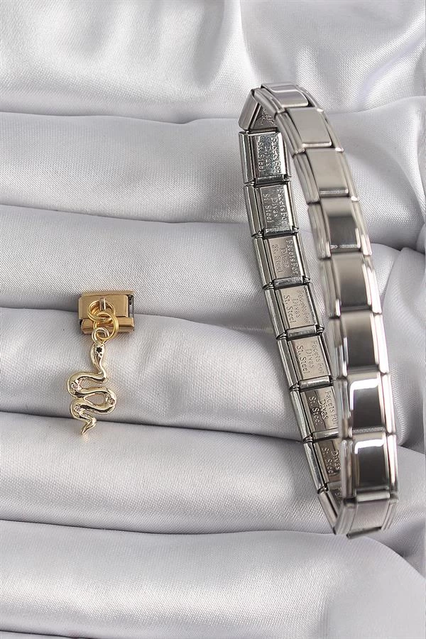 316l Çelik Gold Renk Sallantı Yılan Model Nomination Charm