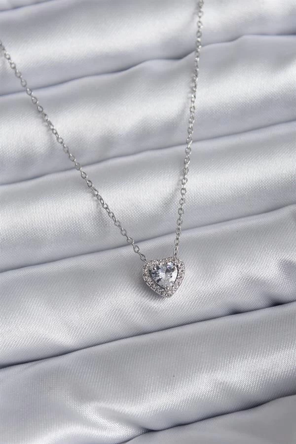 316l Çelik Zincir Zirkon Taşlı Charm Kadın Kolye