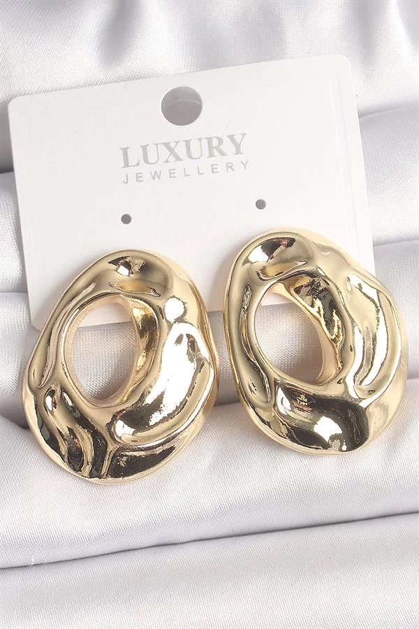 Pirinç Gold Renk Kemik Halka Model Kadın Küpe