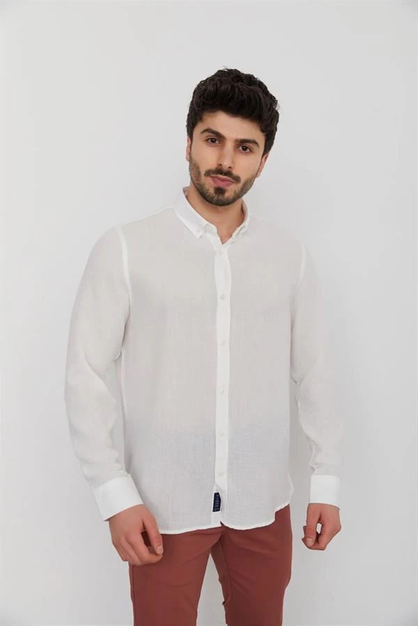 Müslim Still Relaxed Erkek Gömlek Bej Beyaz Beyaz - Renk: Beyaz, Beden: Xlarge