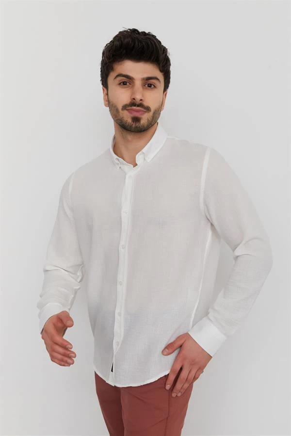 Müslim Still Relaxed Erkek Gömlek Bej Beyaz Beyaz - Renk: Beyaz, Beden: Xlarge