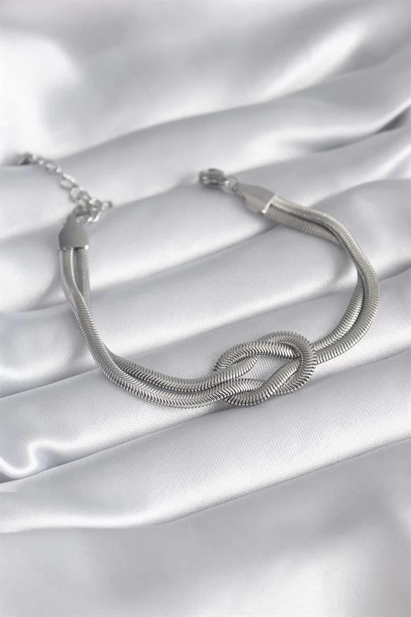 316l Çelik Çelik Gold Renk İtalyan Zincir Düğüm Model Kadın Bileklik