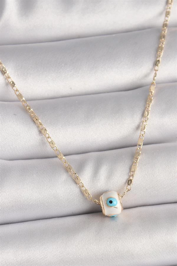 Pirinç Gold Renk Nazar Boncuk Figür Kadın Kolye