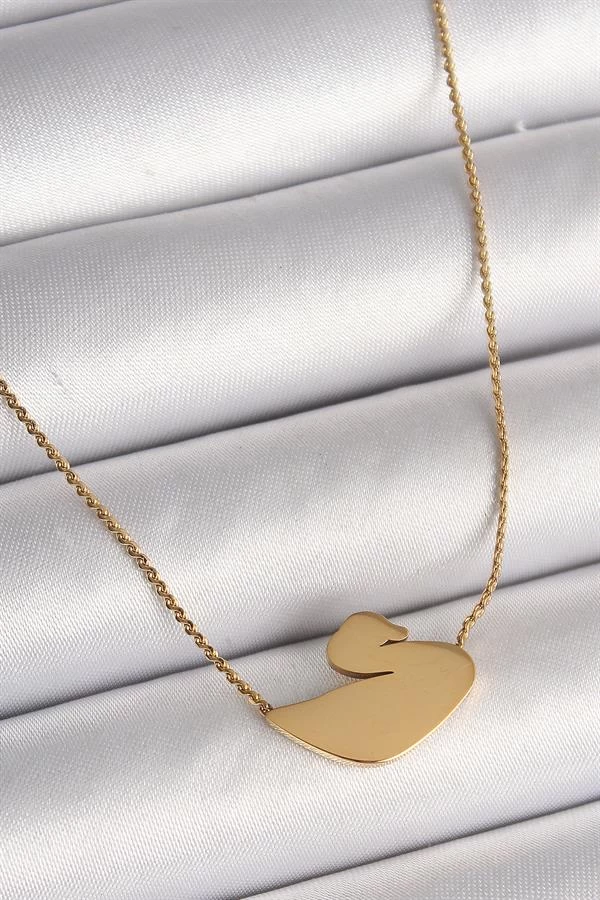 316l Çelik Gold Renk Zincir Kuğu Model Kadın Kolye