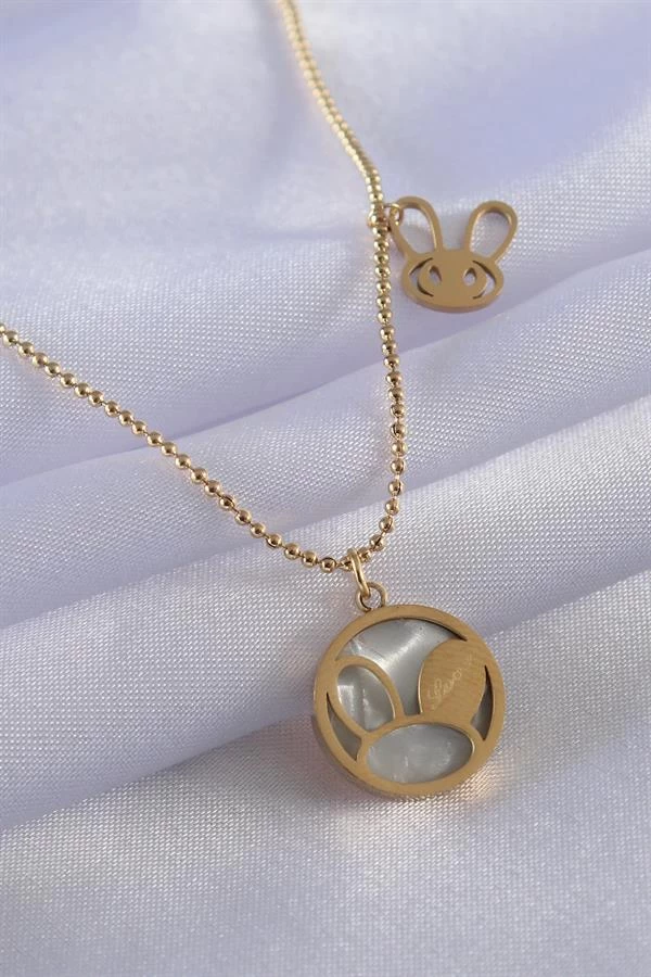 316l Çelik Gold Renk Tavşan Model Kadın Kolye