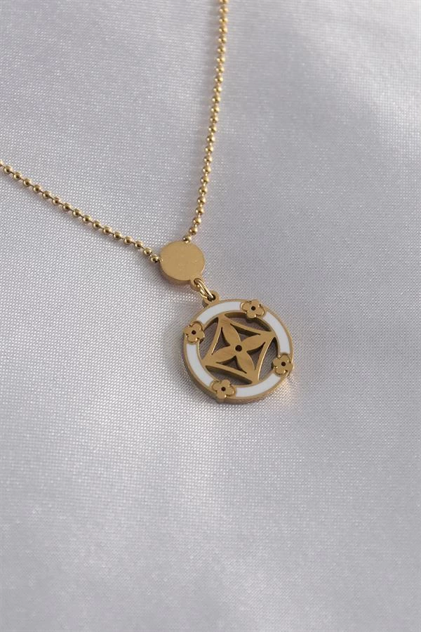 316l Çelik Gold Renk Çiçek Figür Kadın Kolye