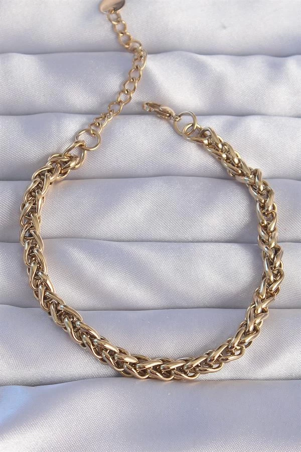 316l Çelik Gold Renk Burgu Zincir Bileklik