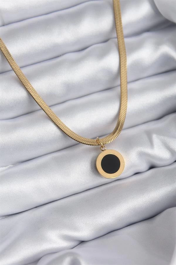 316l Çelik Gold Renk İtalyan Zincir Model İşleme Detay Kadın Kolye