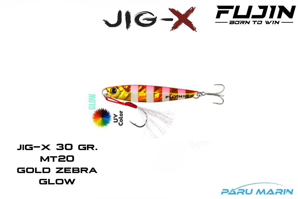 Fujin Jig-x 30gr. Shore Jigging - Jig Yem Gold Pink Zebra Glow