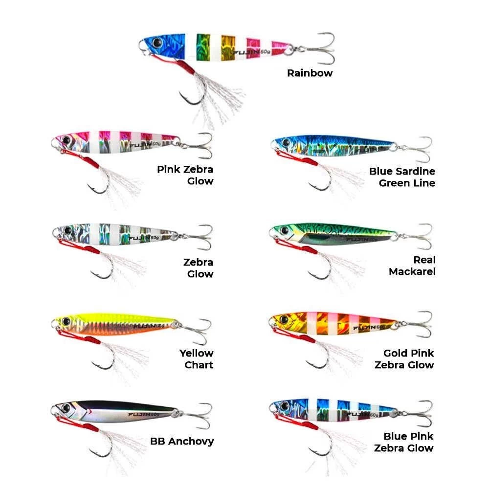 Fujin Jig-x 20gr. Shore Jigging - Jig Yem Blue Pink Zebra Glow