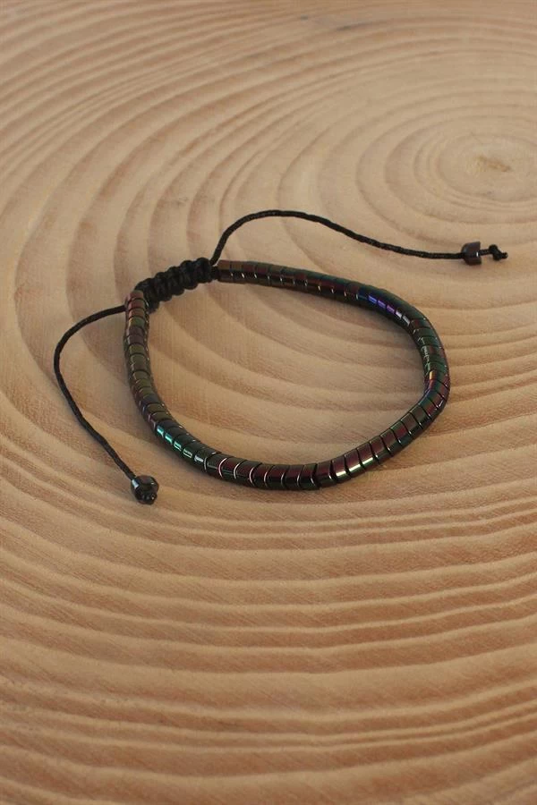 Bukalemun Renk Makrome Doğal Taş Erkek Bileklik