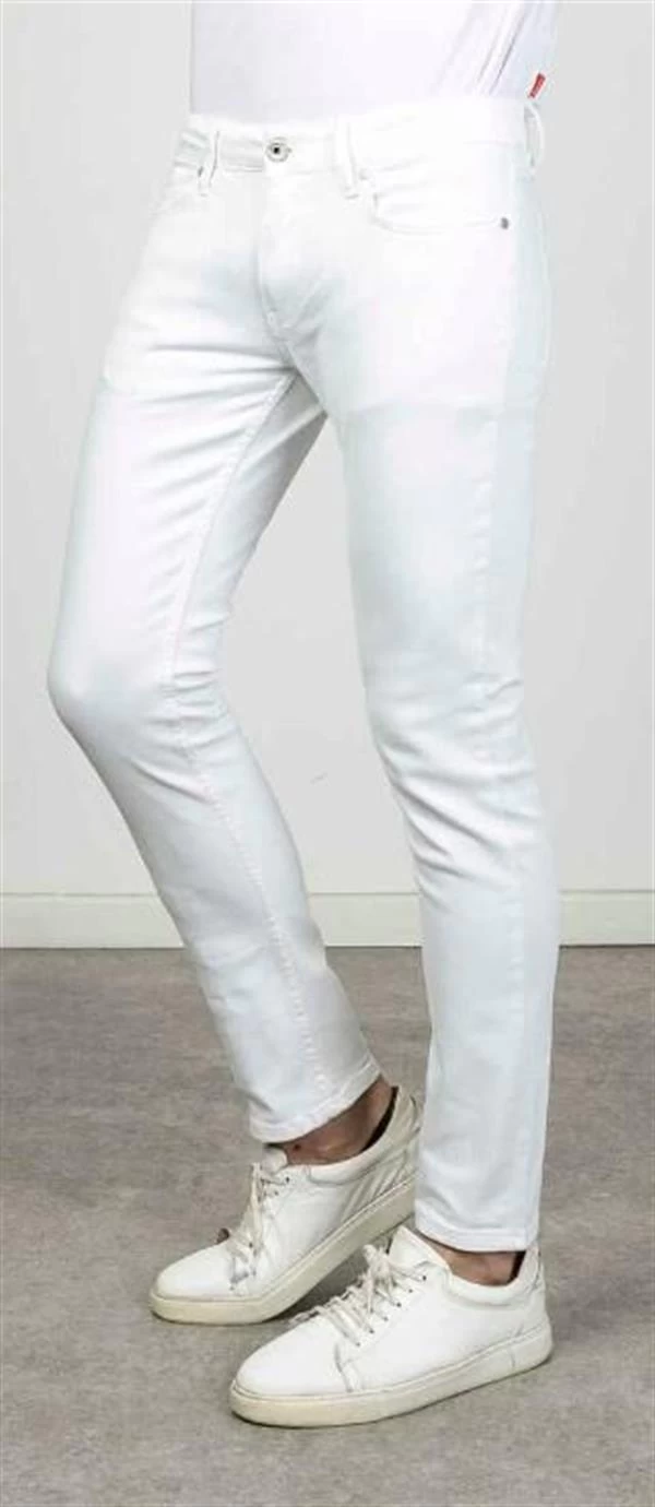 Harden Slimfit Likralı Erkek Jean Pantolon  - Renk : Beyaz, Beden : 32-32