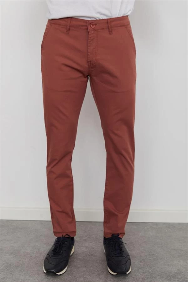 Slim Fit Erkek Chino Pantolon - Renk : Gül Kurusu, Beden : 30-32