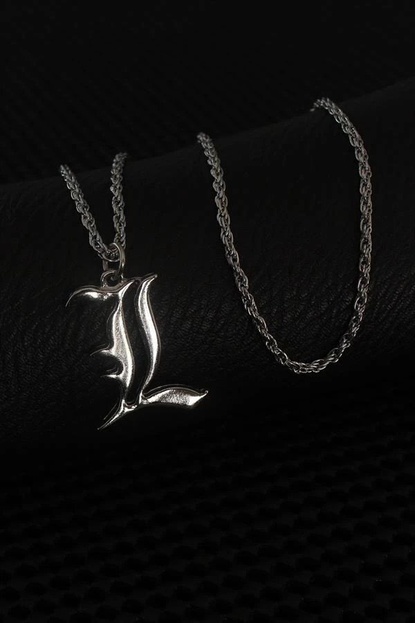 Gümüş Renk L Harf Erkek Kolye