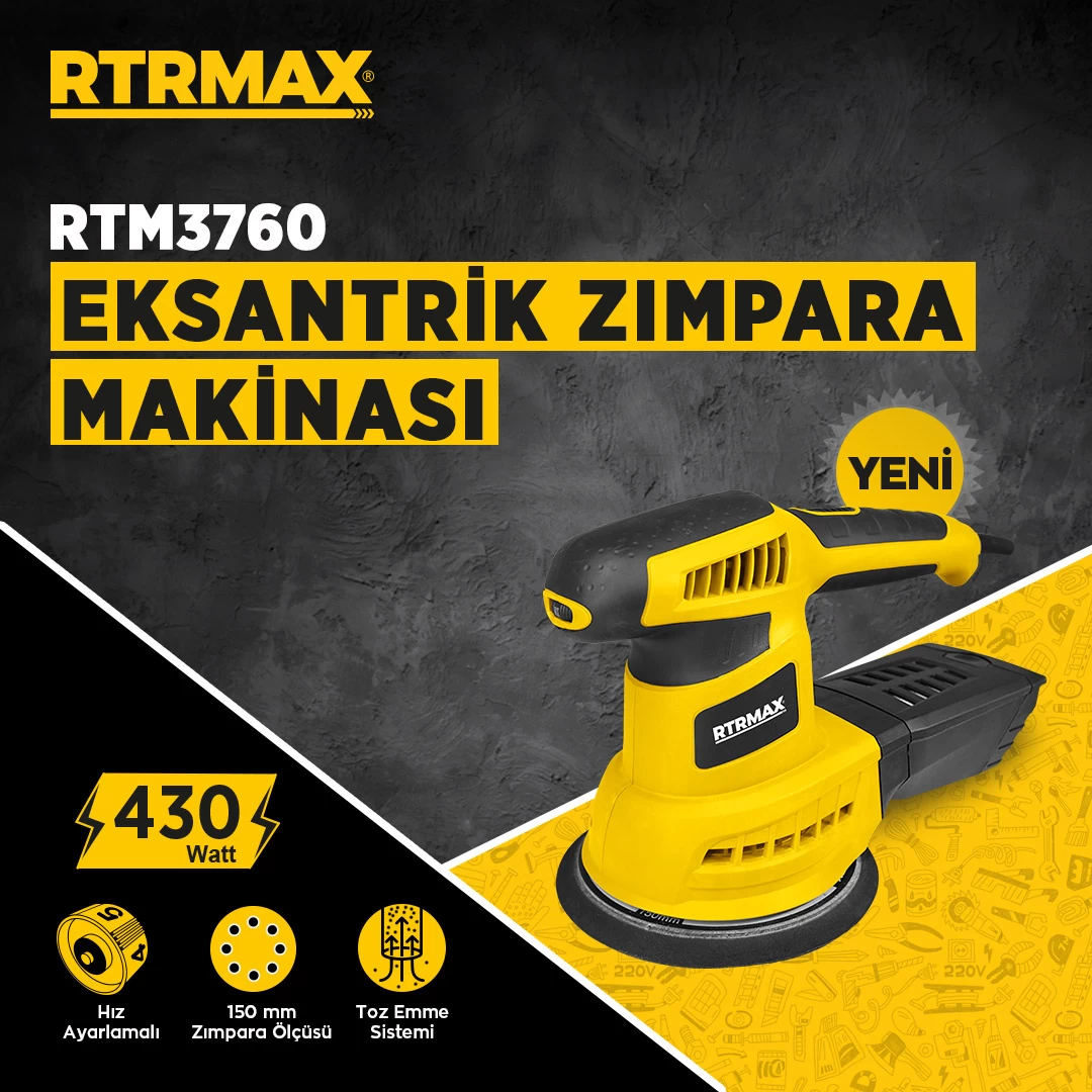 Rtrmax Rtm3760 Eksantrik Zimpara Makinesi 430W 150 Mm