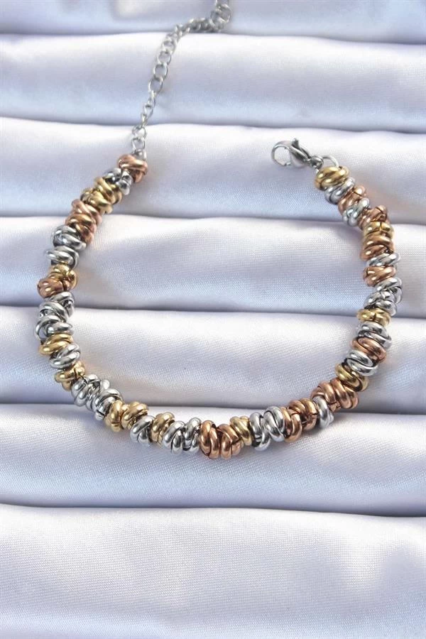 316l Çelik Karışık Renkli İç İçi Geçmeli Bombeli Bileklik