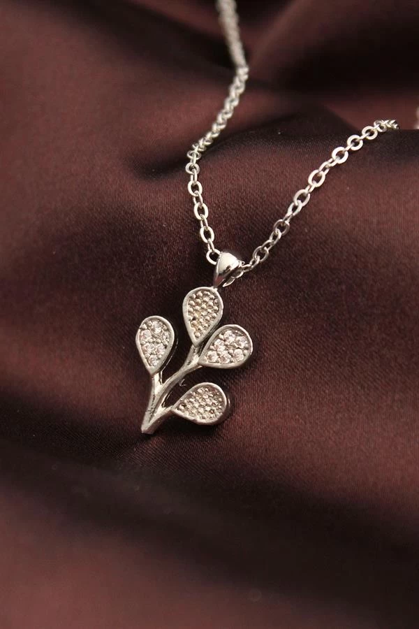 Gümüş Renk Zirkon Taşlı Çoklu Balon Kolye