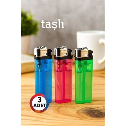 Modacar 3’lü Taşlı Çakmak Seti – Renkli Gövde | Gazlı, Ekonomik Ve Güvenli Kullanım