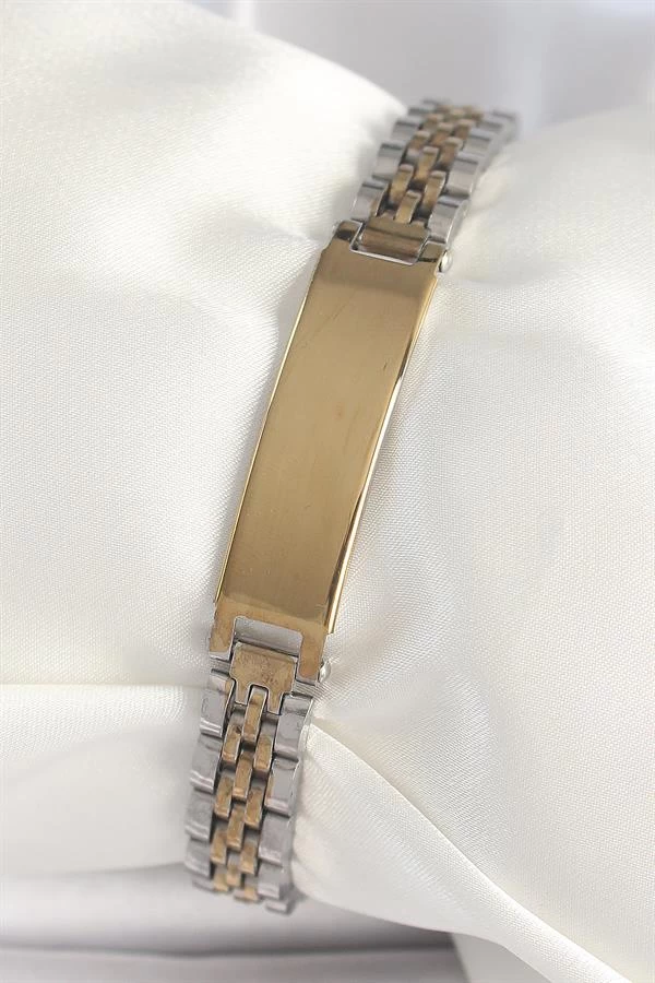 316l Çelik Gold Gümüş Renk Kalın Zincir Künye Model Erkek Bileklik