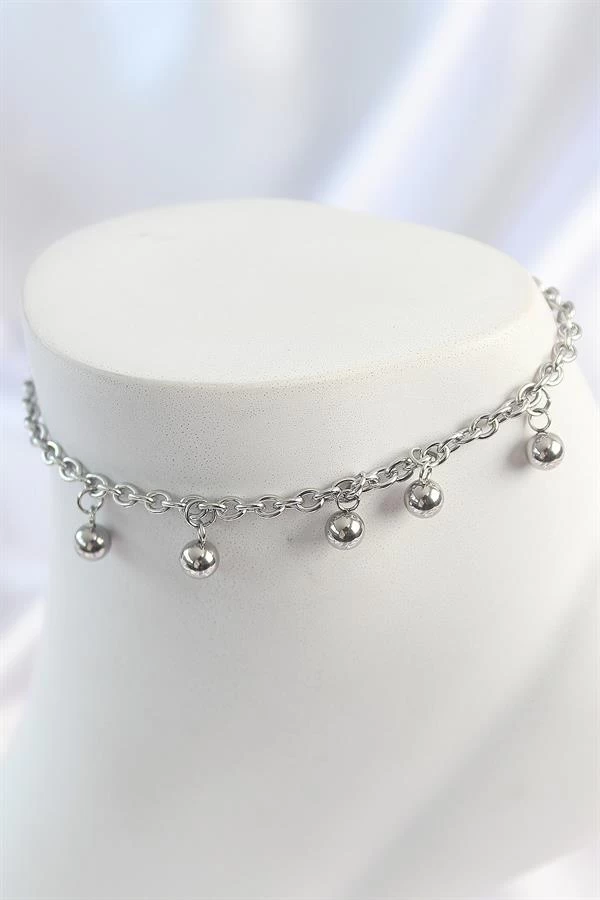 316l Çelik Gümüş Renk Sallantı Topçuk Zincir Model Kadın Halhal