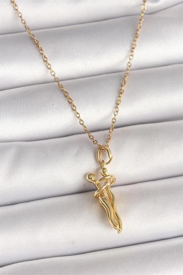 316l Çelik Gold Renk Zincir Sarılma Model Kadın Kolye