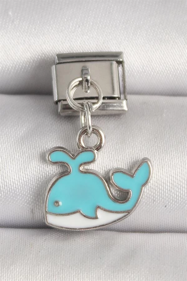 316l Çelik Gümüş Renk Mavi Balina Model Nomination Charm
