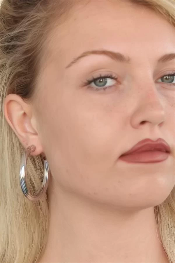 Silver Renk Halka Metal Bayan Küpe