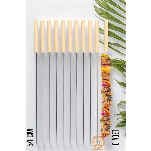 Modacar Şiş Çubuğu Mangal Şişi Ahşap Saplı Kebap Şişi   10 Adet Ahşap Saplı