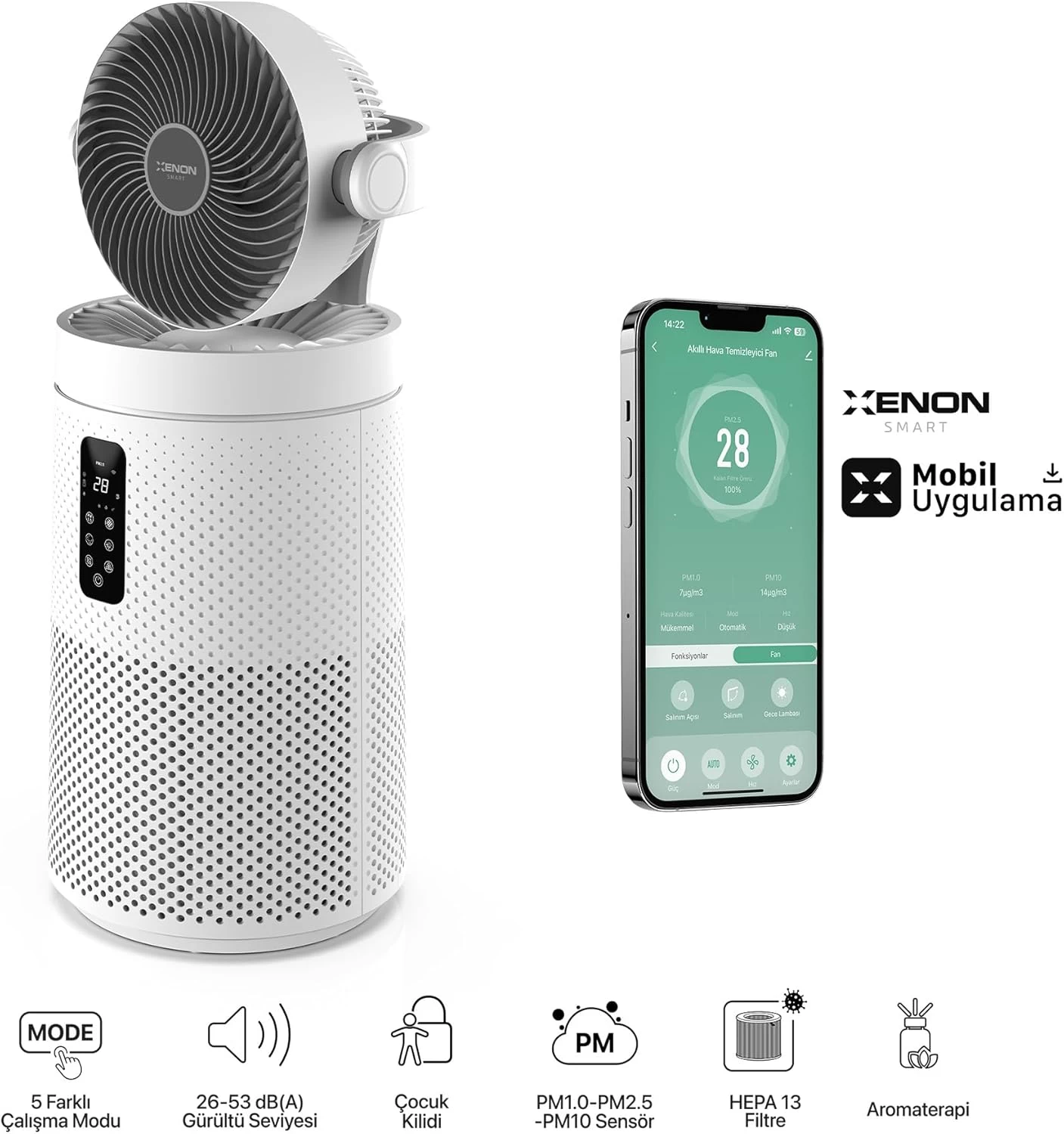 Xenon Smart Akilli Hava Temizleyici Fan X7422