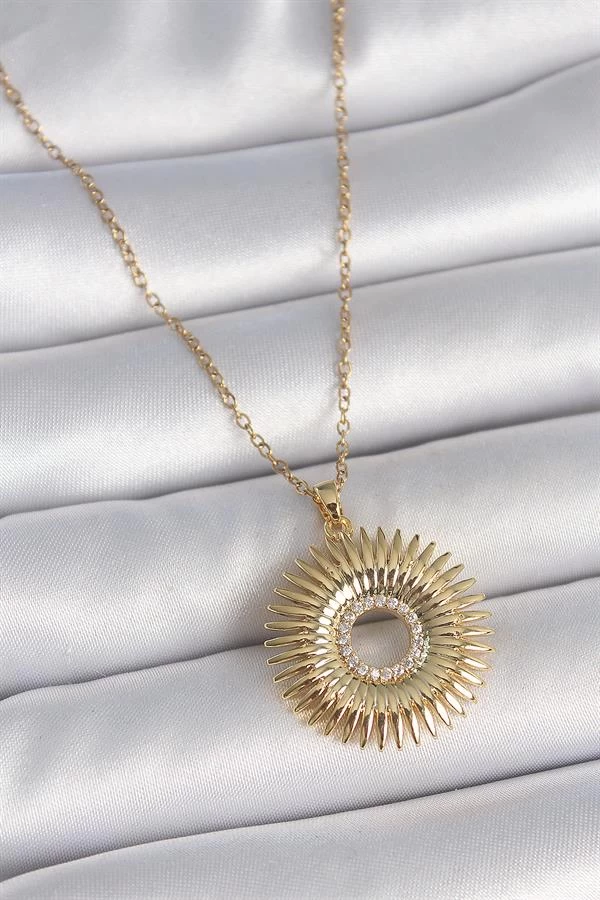 316l Çelik Gold Renk Zincir Zirkon Taşlı Nova Yıldız Model Kadın Kolye