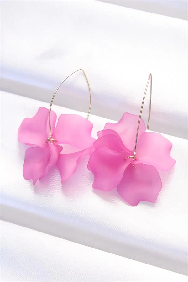 Fuşya Renk Çiçek Küpe