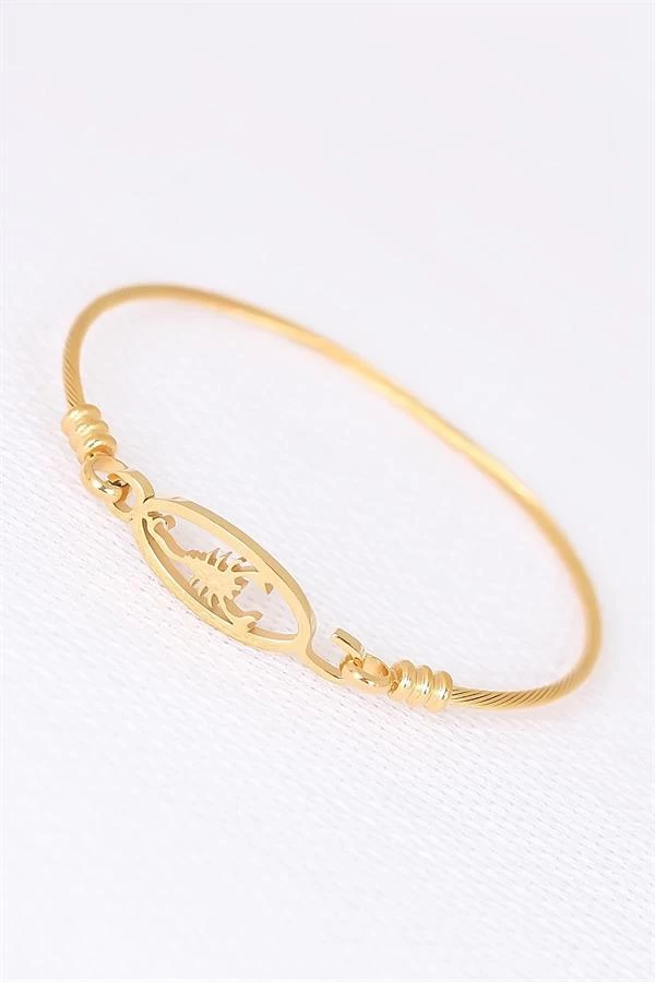 Gold Çelik Akrepli Erkek Kelepçe Bileklik