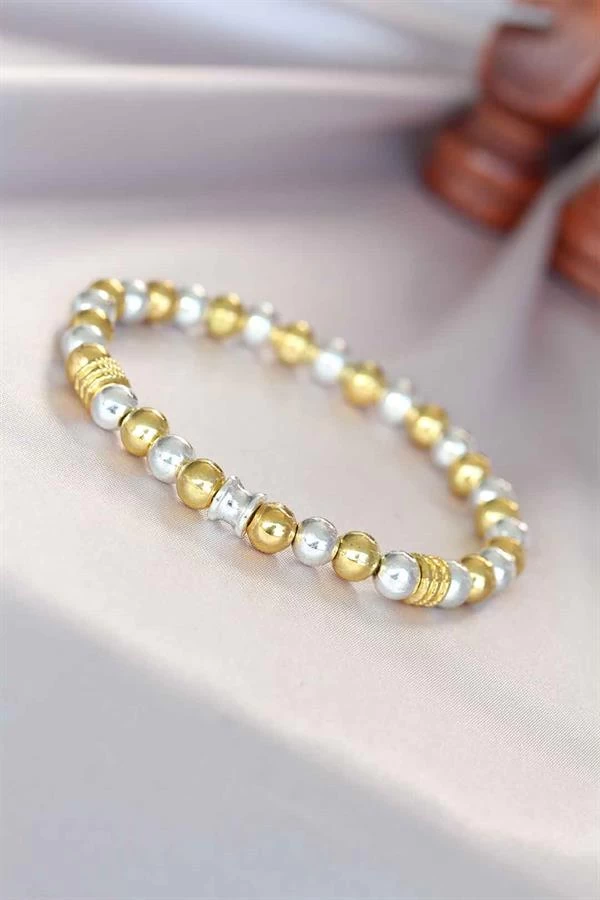 Hematit Gümüş Gold Renk Doğal Taş Erkek Bileklik