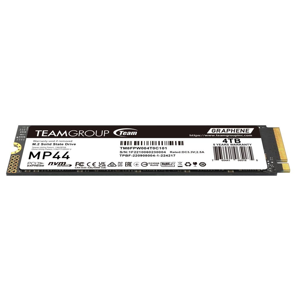 Team Mp44 4tb 7400/6900mb/s Gen4x4 Nvme M.2 Ssd (tm8fpw004t0c101)