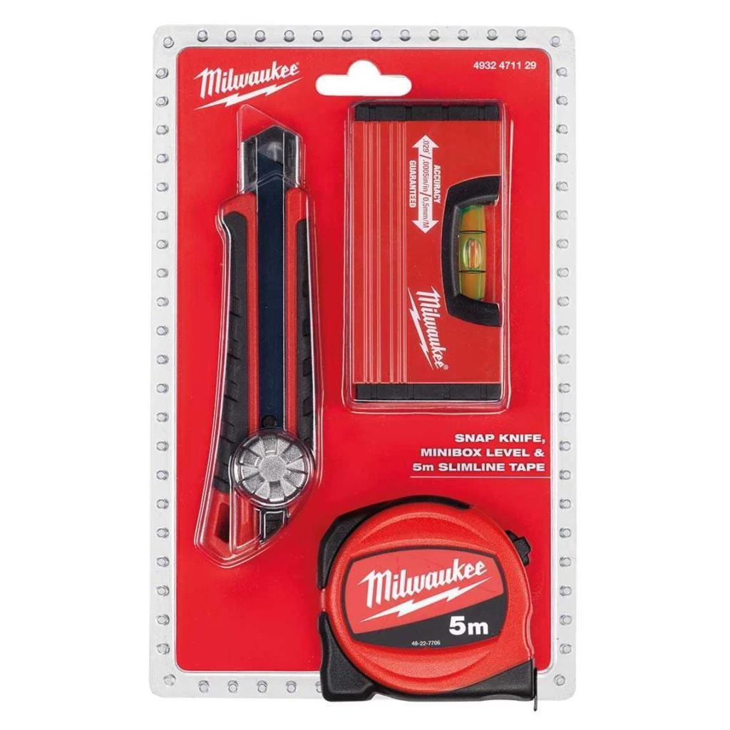 Milwaukee Maket Bıçağı+metre+su Terazi Seti