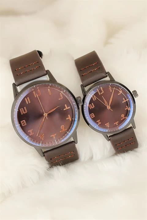 Kahverengi Deri Kordonlu Rose Metal Kasa Sevgili Saatleri