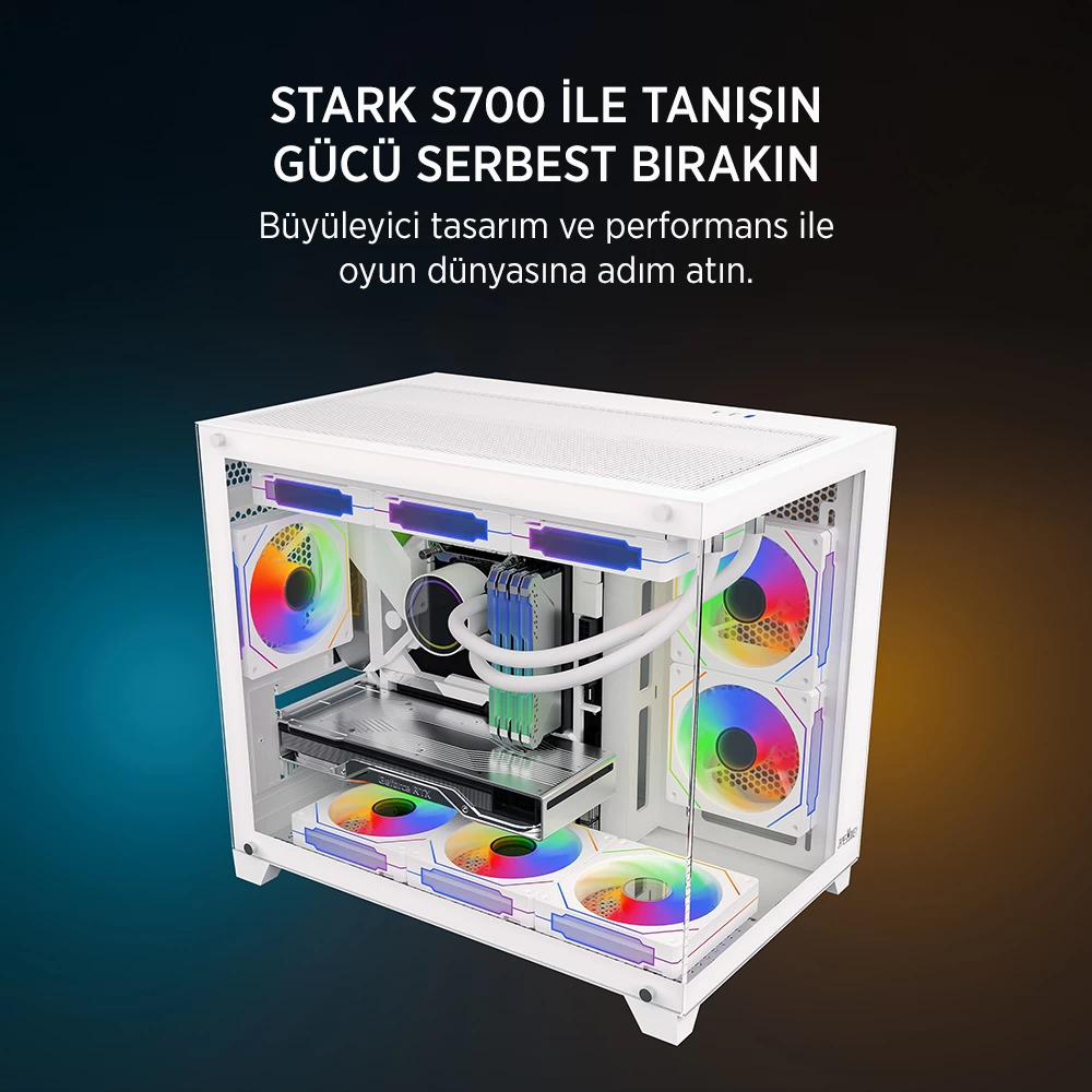 James Donkey Stark S700 3xargb Temperli Cam Matx Beyaz Gaming (oyuncu) Kasa