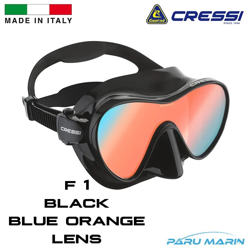 Cressi  F1 Black / Blue Orange Lens Dalış Ve Yüzme Maskesi