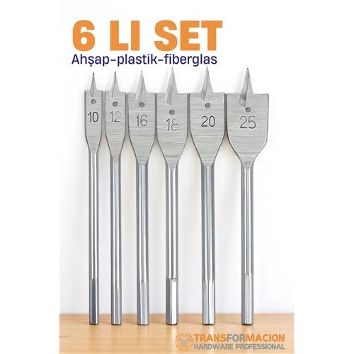 Modacar Ahşap Yaprak Matkap Ucu Seti - Plastik Fiberglas Ahşap Delik Açma Panç Seti 