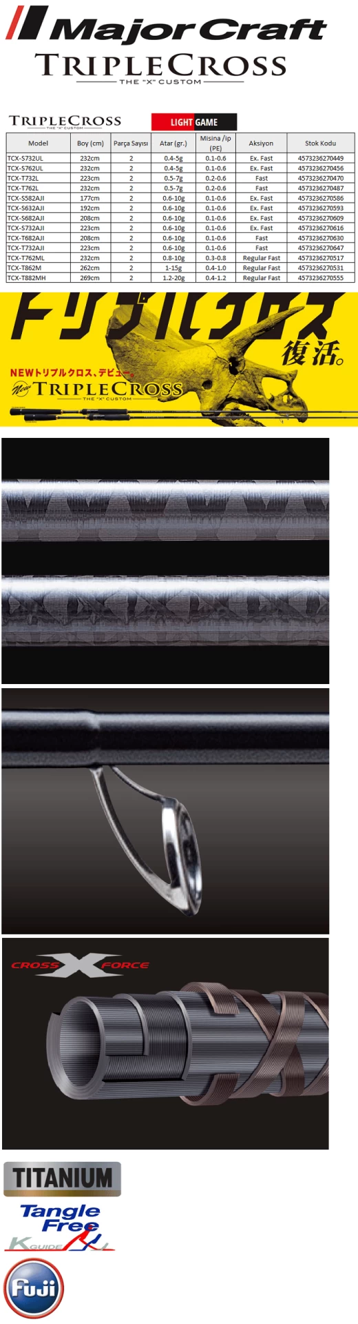 Major Craft Triple Cross Tcx-s782ml/kr 238cm 2-15gr Lrf Kamışı