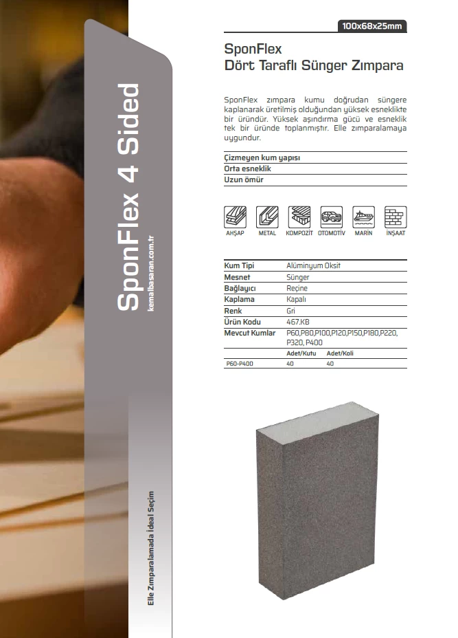 Kb Sponflex DÖrt Tarafli Zimpara P100 Kum