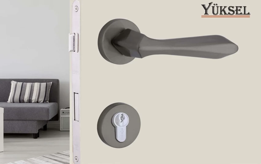 Yüksel Keops İtalyan Kare Rozetli Antrasit Wc Kapi Kolu