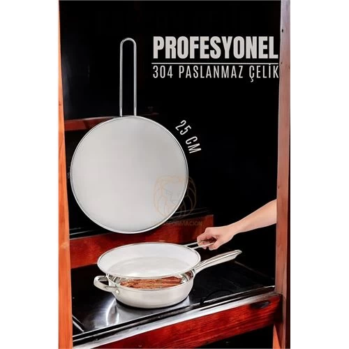 Modacar Kızartma Yağ Sıçratmaz 25 Cm 304 Paslanmaz Çelik Mink Design