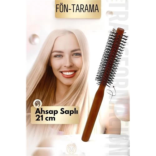 Modacar Fön Fırçası Ahşap Saplı Tarama Fırçası