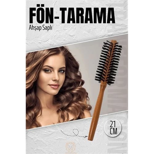 Modacar Fön Fırçası Ahşap Saplı Fön Ve Tarama Fırçası