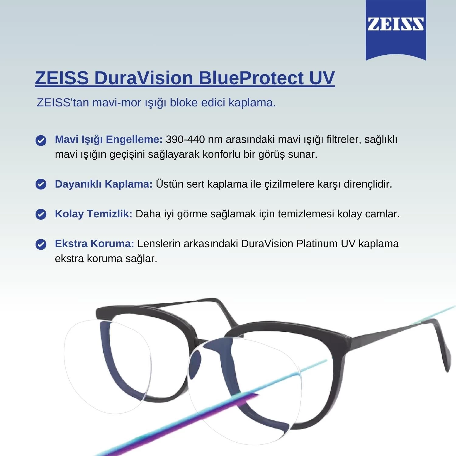 Toa 8311 C25 51 Unisex Kare Siyah Kemik  Mavi Işık Korumalı